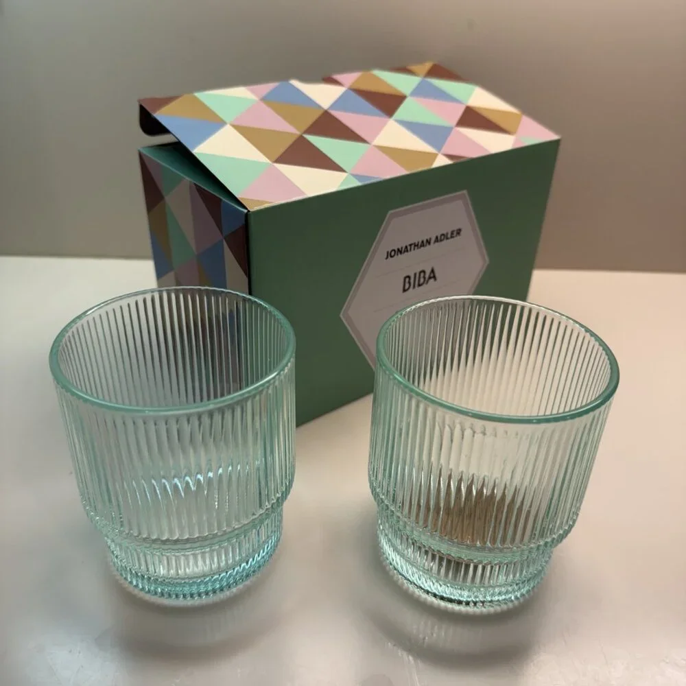 NEW JONATHAN ADLER BIBA Ribbed Glasses SET OF 2